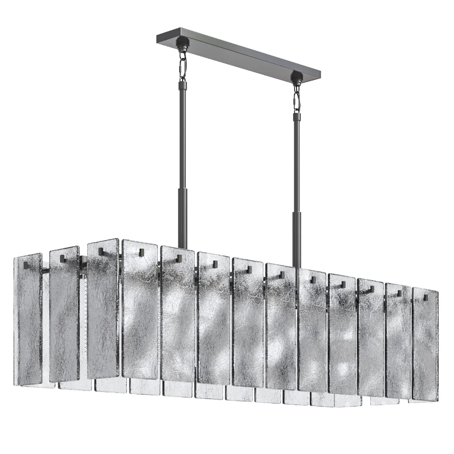 Calamette Modern Glass Rectangular Chandelier - Image 2