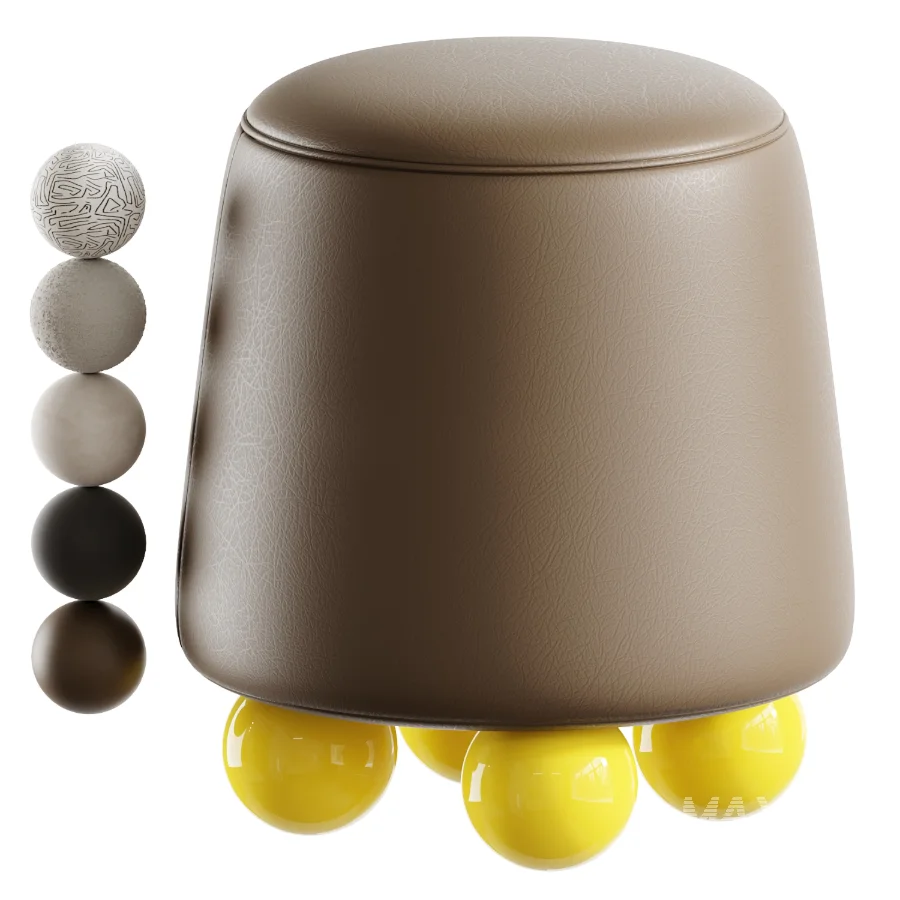 Wakonda Pouf with Yellow Round Legs - Image 3