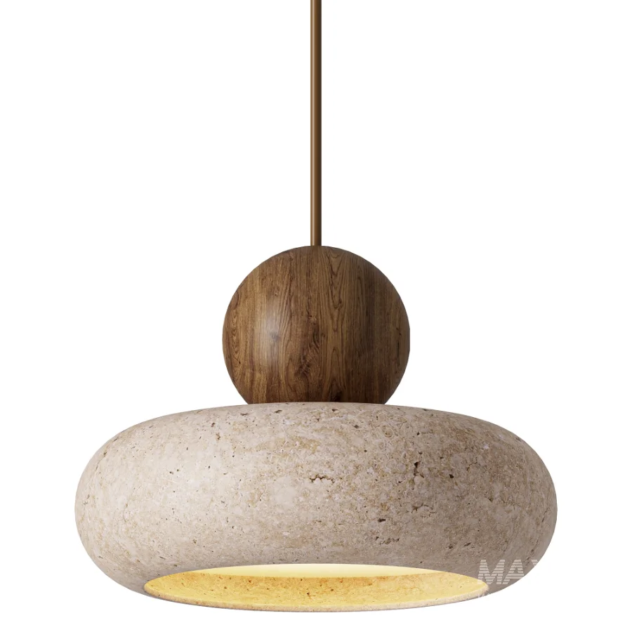 Retro Wabi Sabi Natural Stone Travertine Pendant Light - Image 2