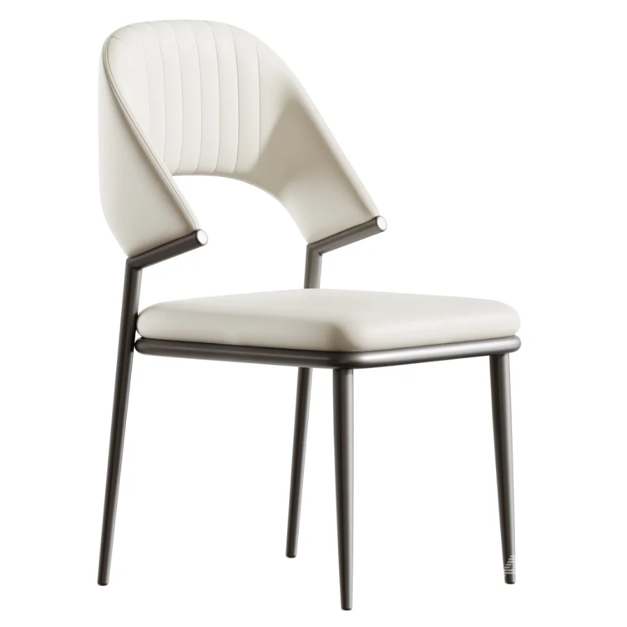 Contemporary Low Back Faux Leather Dining Chair - Image 4