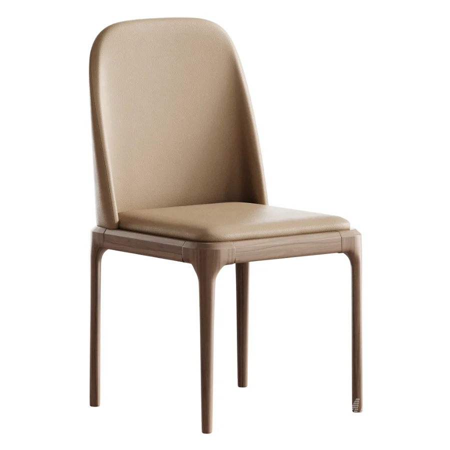 Leather Scandinavian Restaurant Side Chair - Image 3