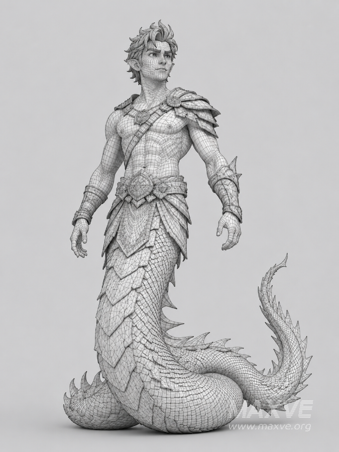 Fantasy Half-Man Half-Dragon Warrior 3D Character Model - Image 8
