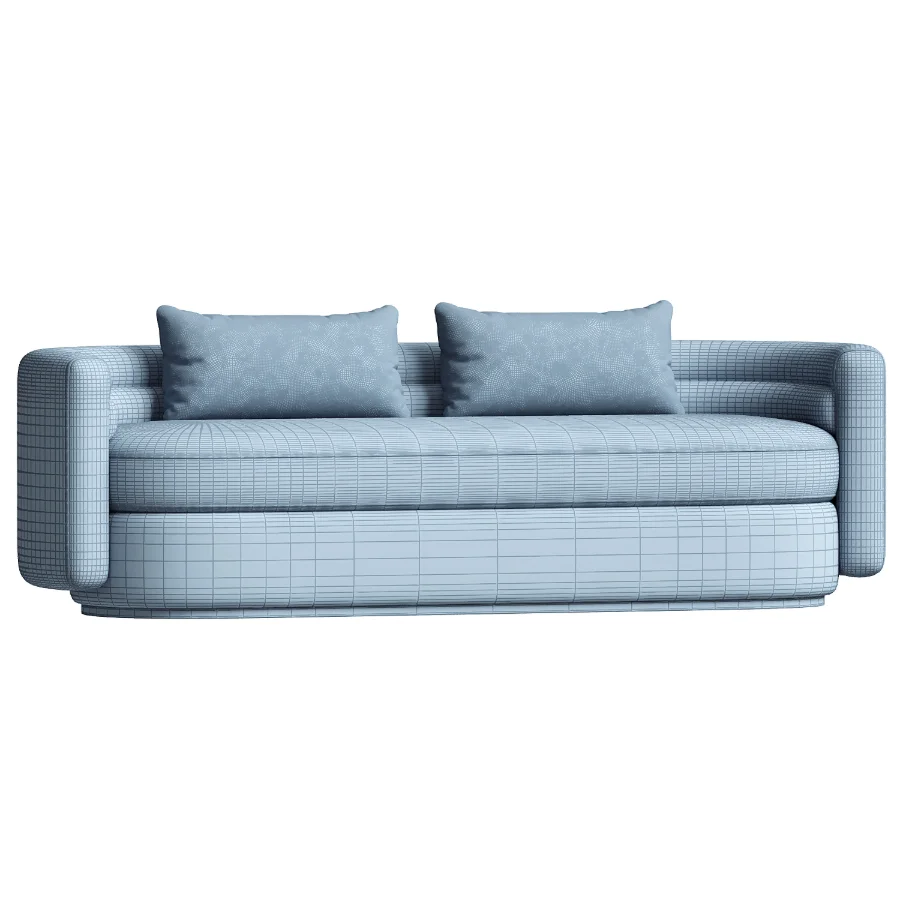 Oratino Ivory Linen 3 Seater Curved Sofa - Image 1