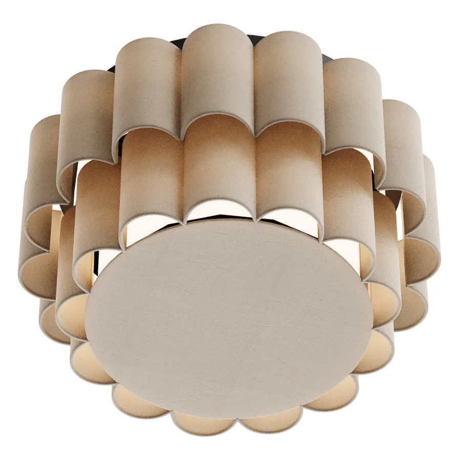 Folia scalloped natural linen flush pendant - Image 2
