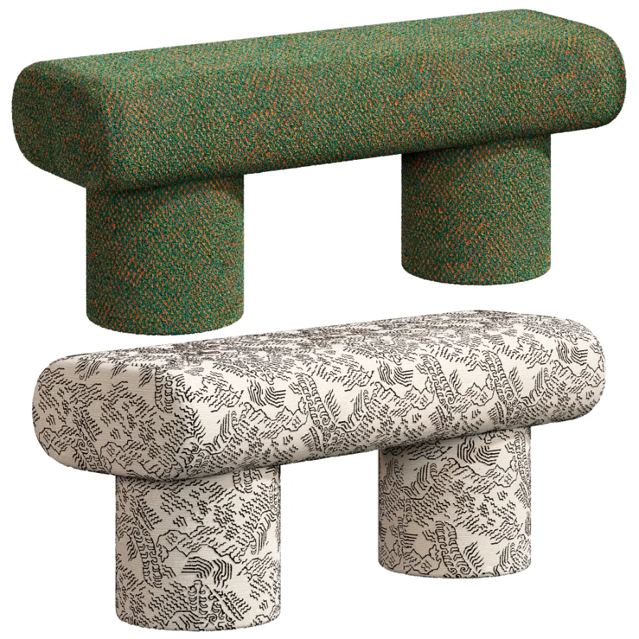 Plum Boucle Green Bench - Image 1