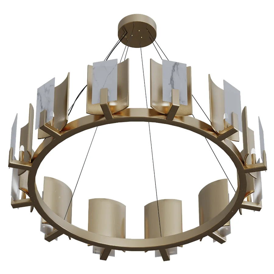 Carrara Marble Round 12 Light Chandelier - Image 4