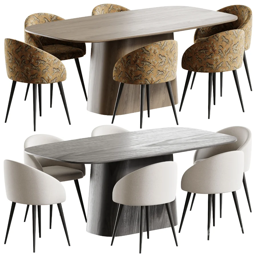 Boucle chair grey and Kitchen table - Image 1