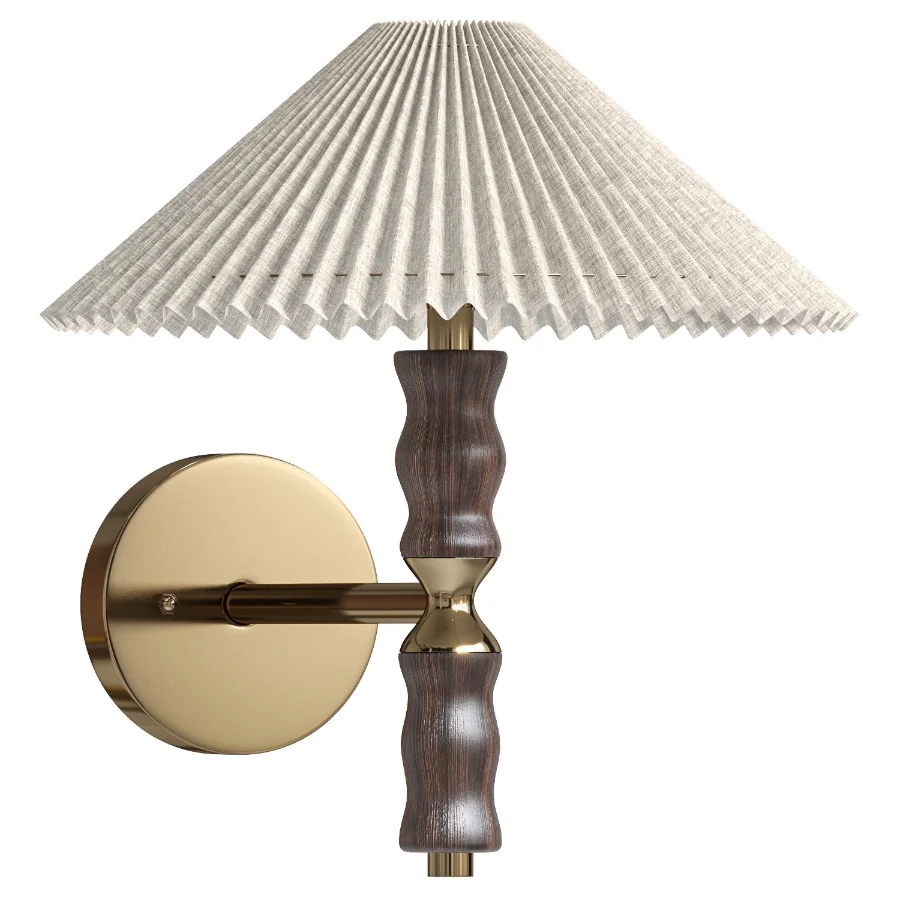 Pleated Walnut Wall Light - Image 3