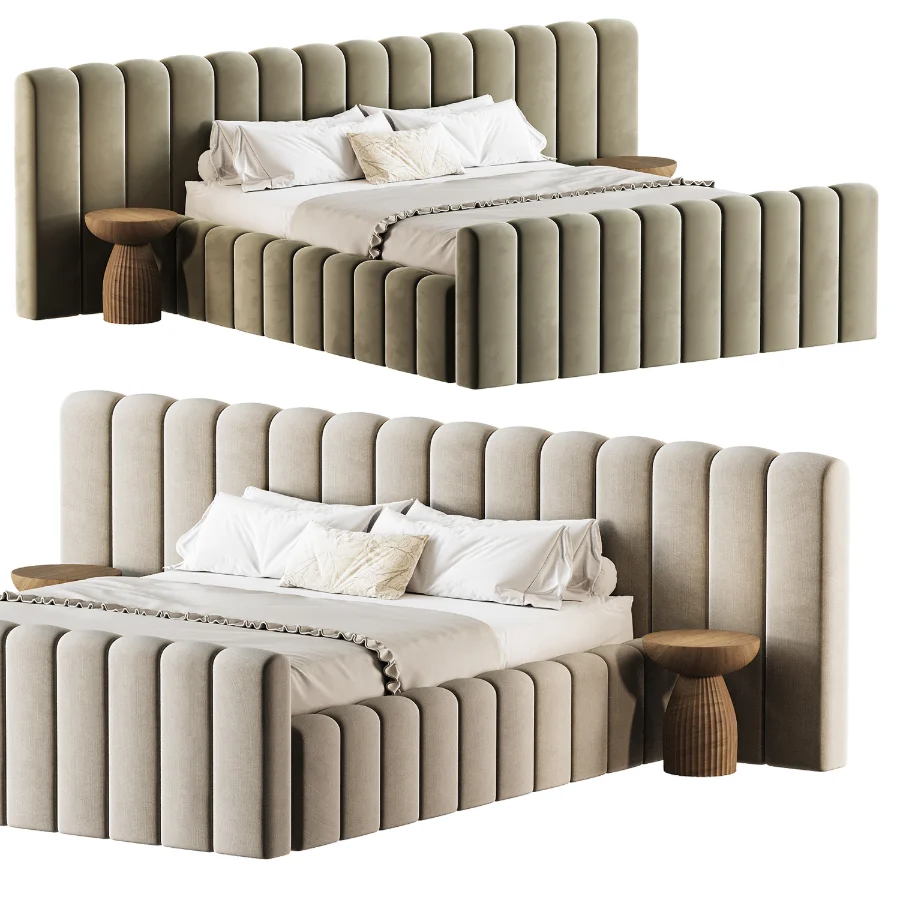 Amma Brown Velvet King Bed - Image 4