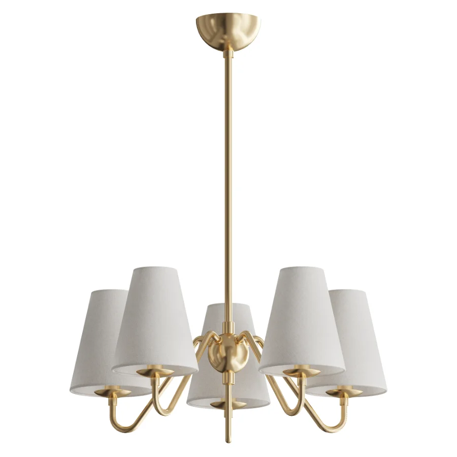 Swedish Designer Chandelier Brass Fabric Sweden 1950s - Image 2