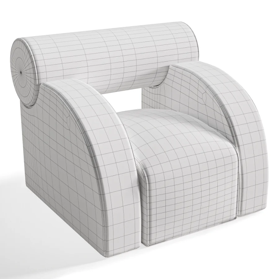 Modern Curved Upholstered Lounge Armchair - Image 1
