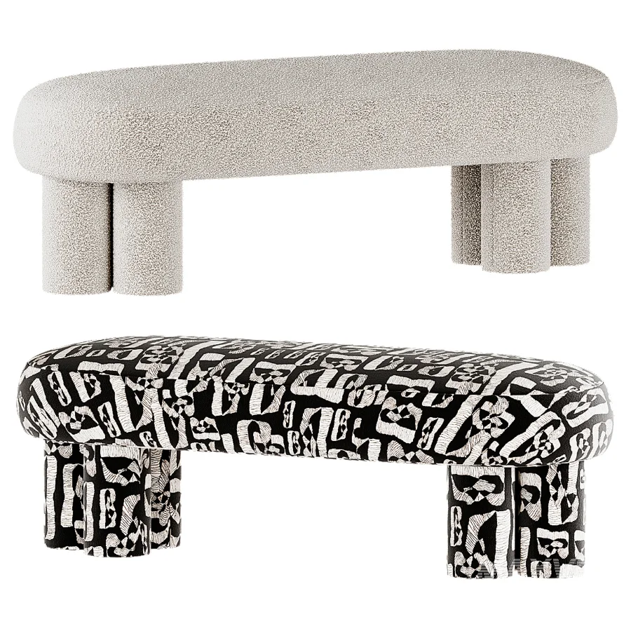 Estelle Stone Cream Ottoman - Image 3
