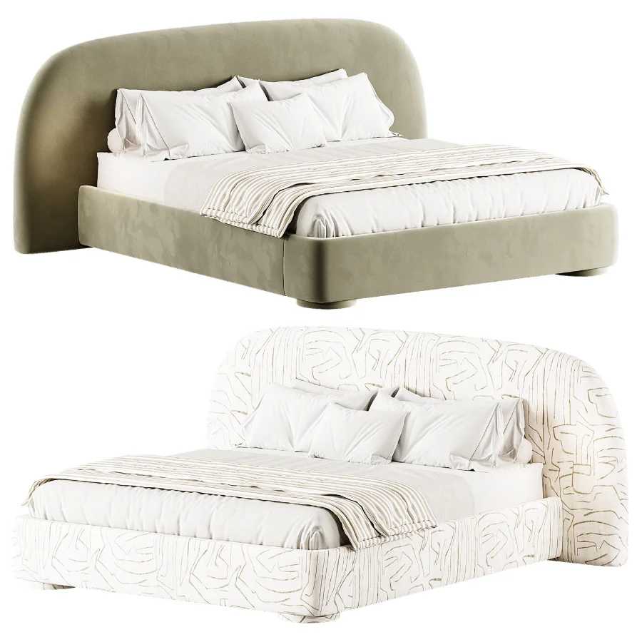 Estelle Velvet Mustard Velveteen Fabric Queen Bed - Image 1