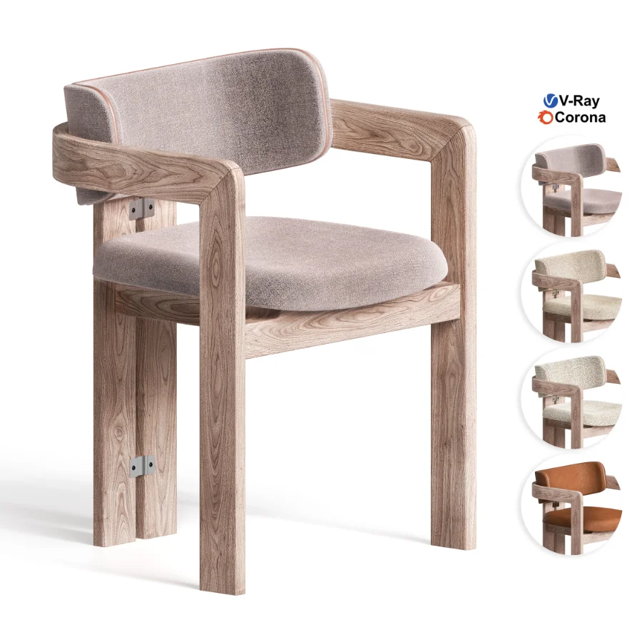 CHAIR With Solid Curved Wooden Structure - Image 1