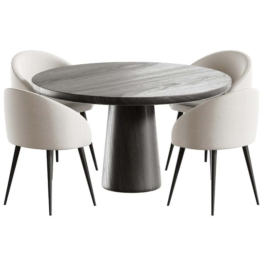 Boucle chair grey and Dining table Makoto - Image 2