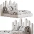 Nyasia Velvet Fabric Special Design Headboard Bed Frame - Thumbnail 3