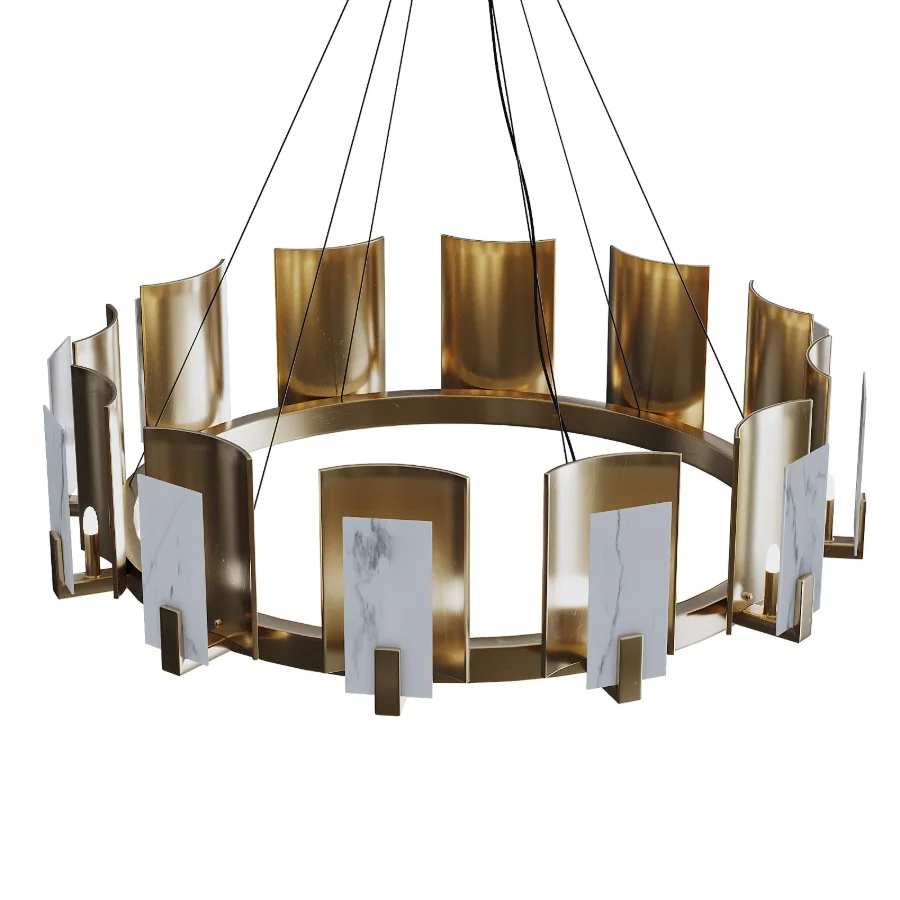 Carrara Marble Round 12 Light Chandelier - Image 2