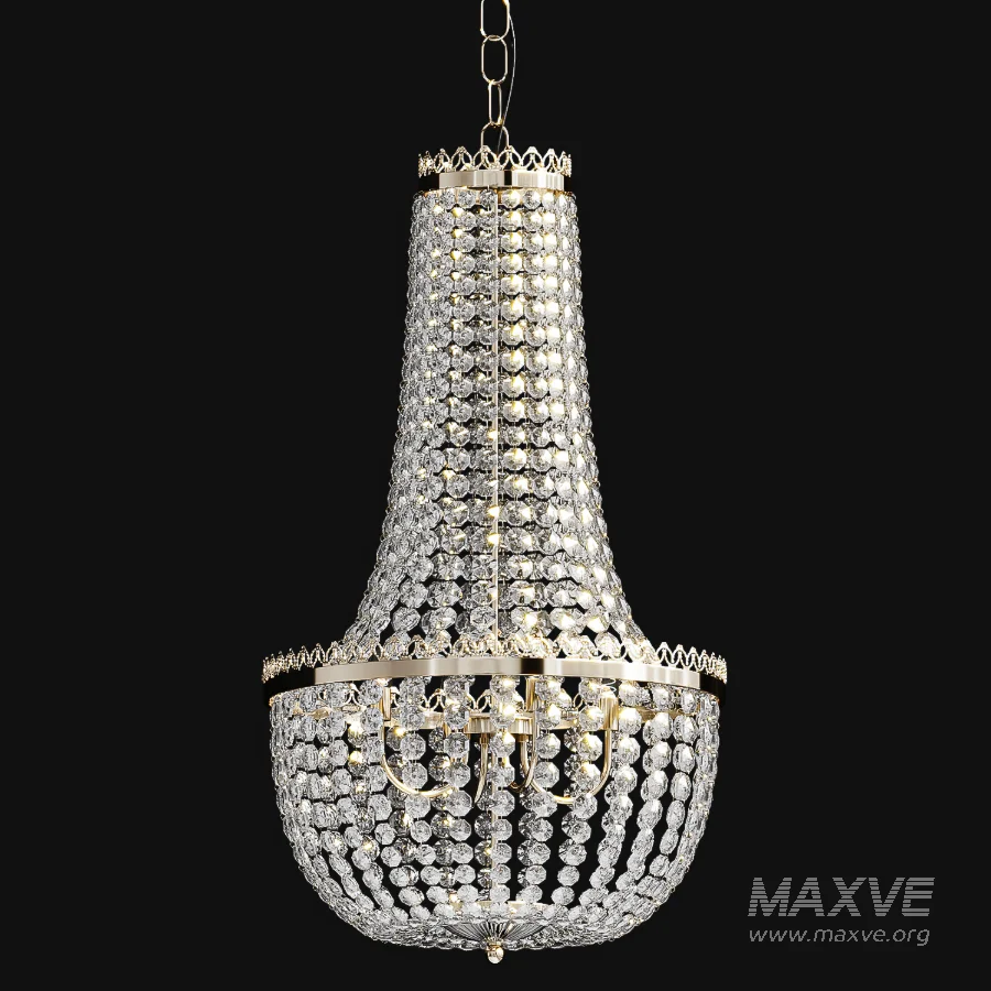 Pioni 3 light antique brass crystal glass chandelier - Image 2