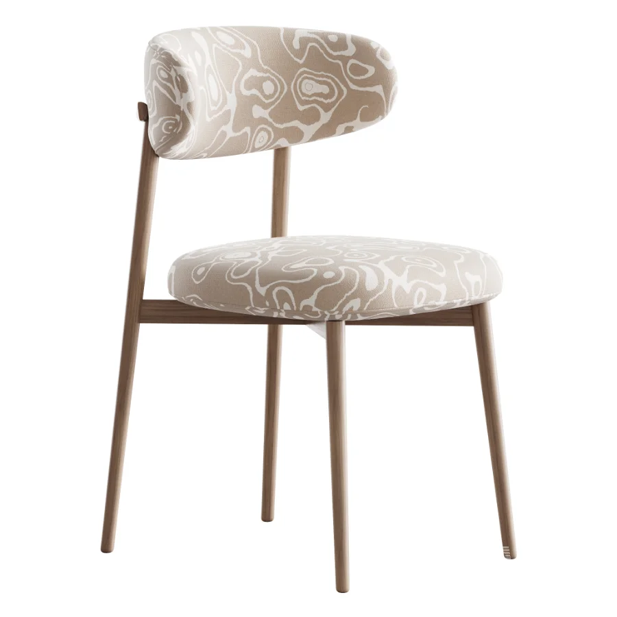 Modern Faux Leather Backrest Dining Chair with Oak Wood Legs - Image 4