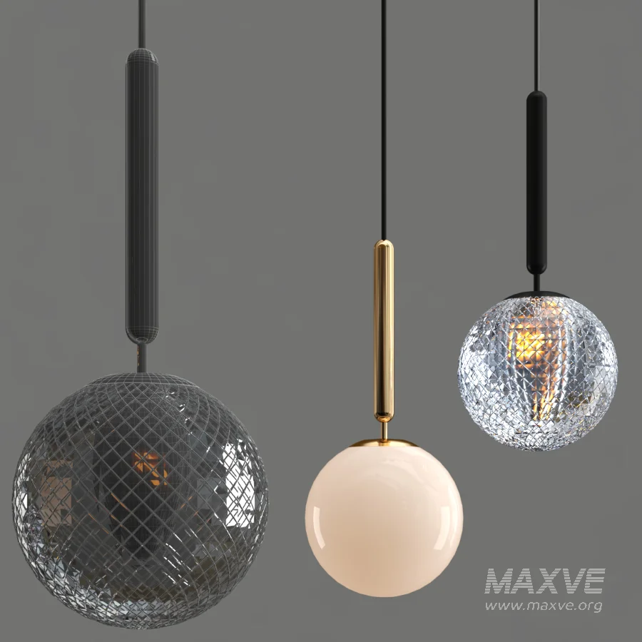 Glass ball pendant lamp - Image 2
