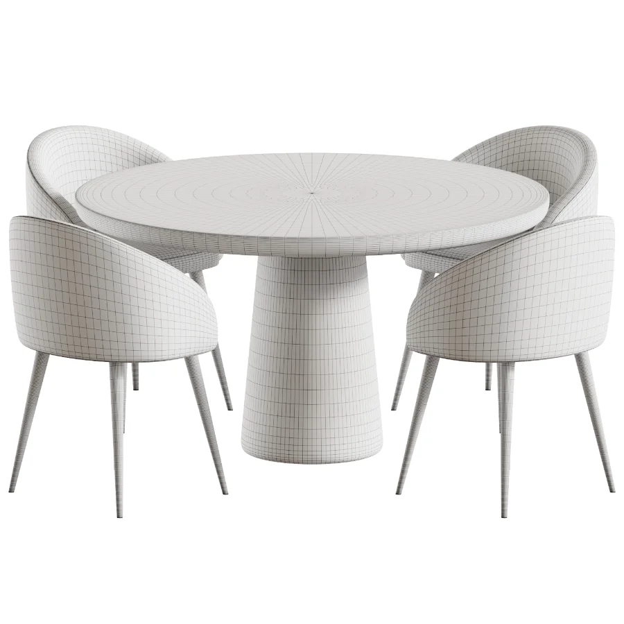 Boucle chair grey and Dining table Makoto - Image 3