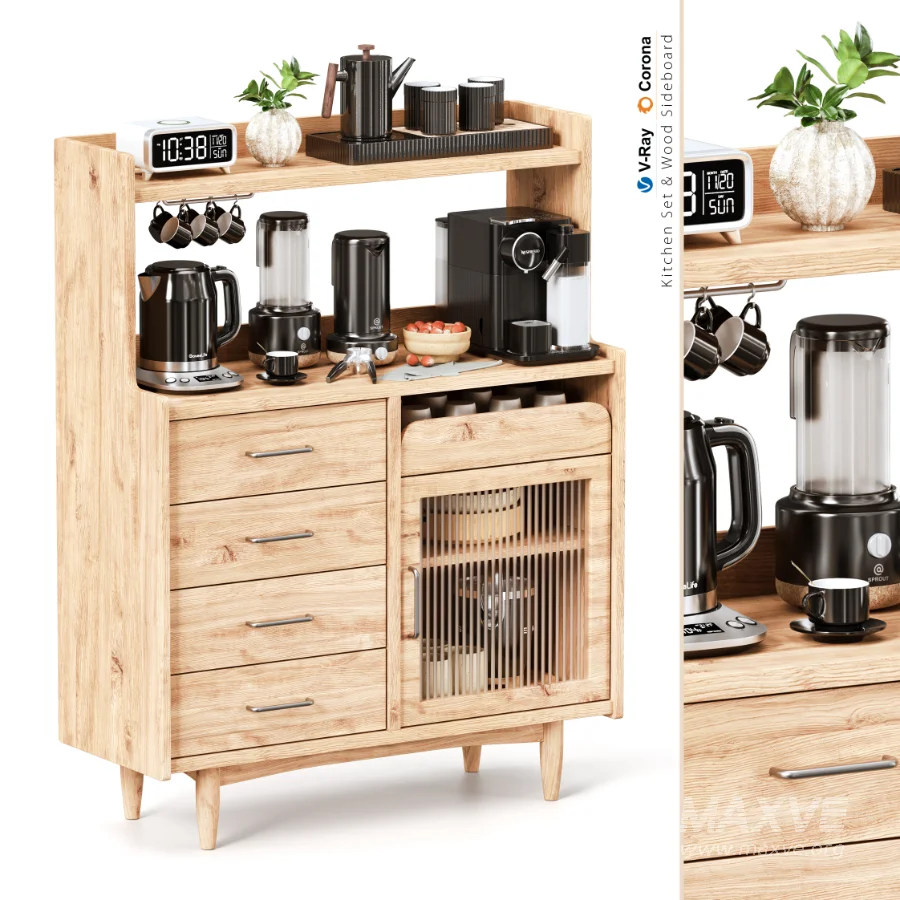 Kitchen Set & Wood Sideboard - Image 1