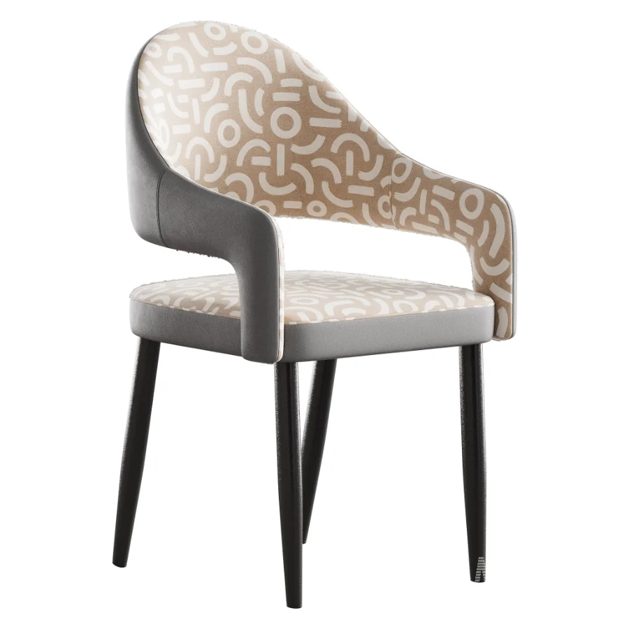 Nordic Style Metal Chair Open Back Dining Arm Chair - Image 5