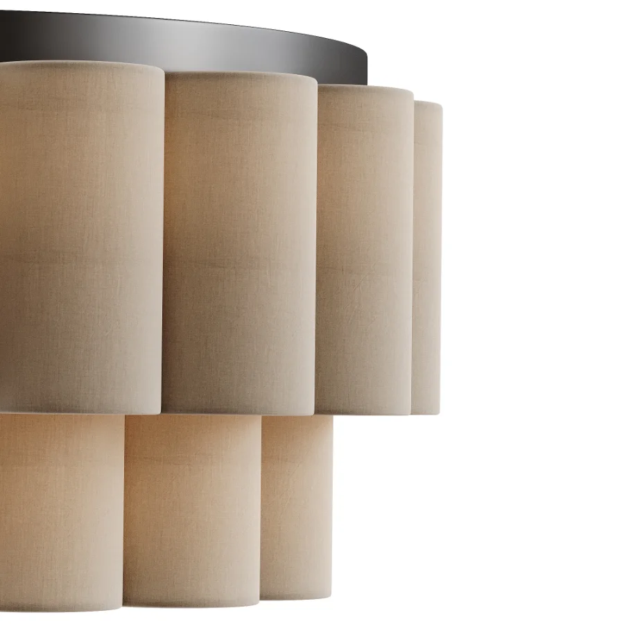 Folia scalloped natural linen flush pendant - Image 6