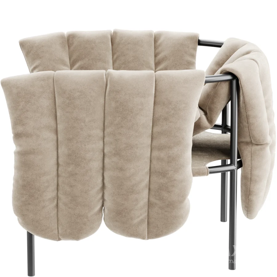 Puffy_lounge_chair_natural_black_grey_steel - Image 3