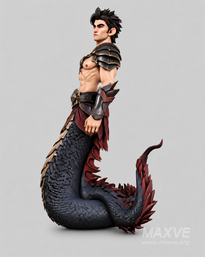 Fantasy Half-Man Half-Dragon Warrior 3D Character Model - Image 1
