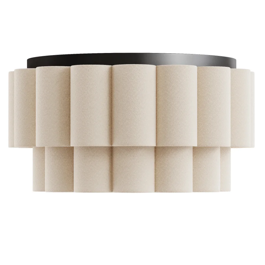 Folia scalloped natural linen flush pendant - Image 3