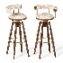 DYLAN Bar Chair With Wood And Golden Steel Body - Thumbnail 2