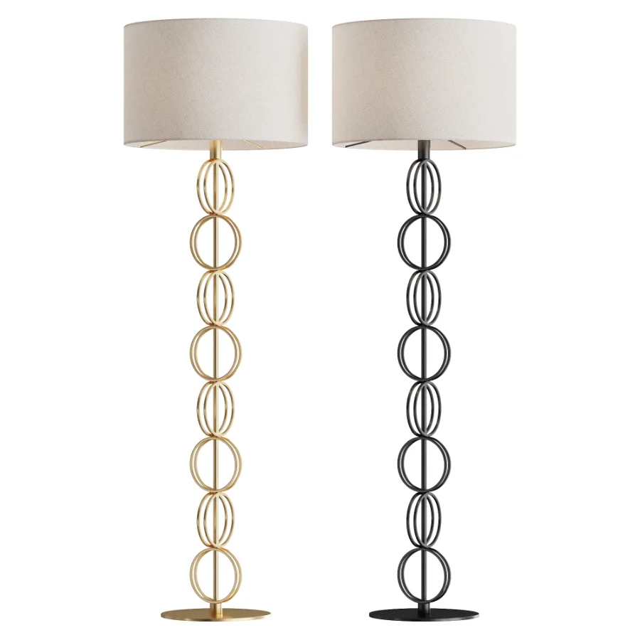 Metal Floor Lamp Linen Oat Shade - Image 1