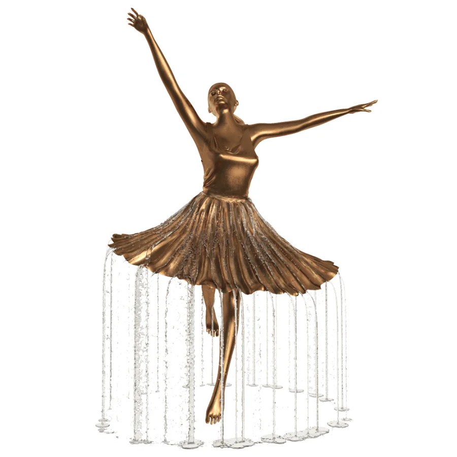 Golden Bronze Ballerina Water Fountain - Image 1