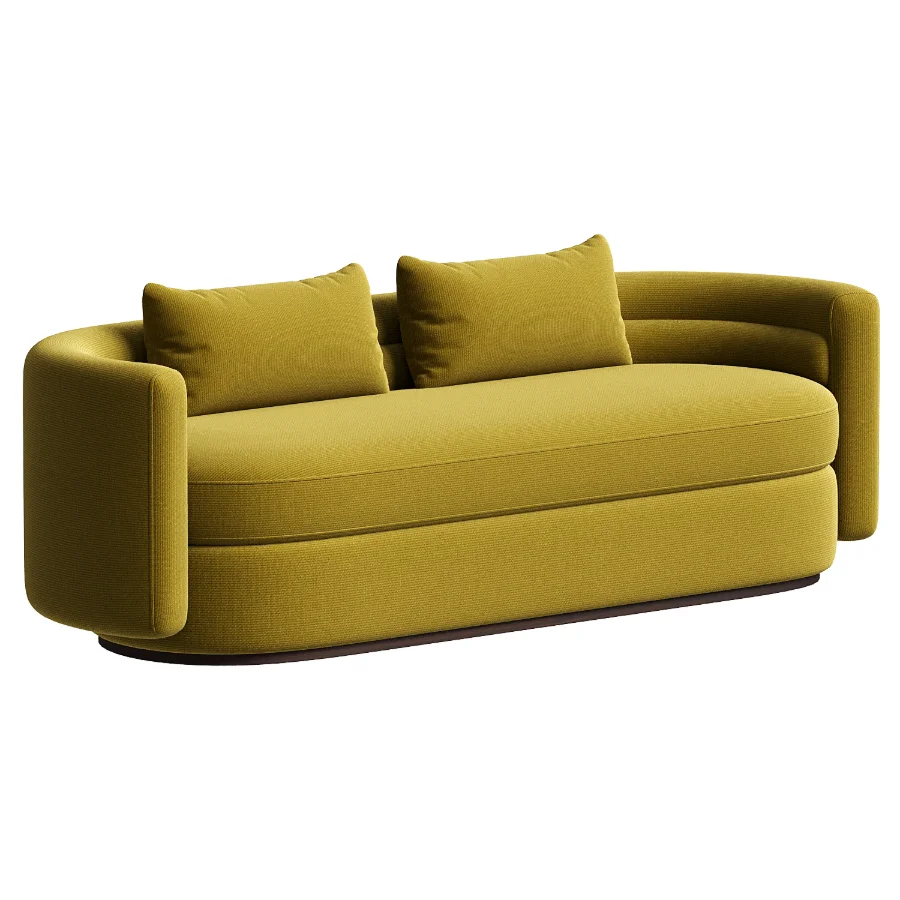 Oratino Ivory Linen 3 Seater Curved Sofa - Image 2
