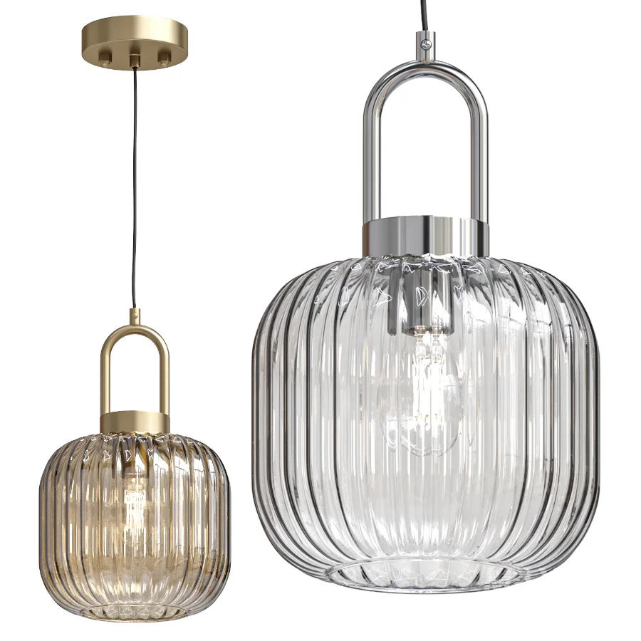 Modern Ribbed Glass Pendant Lights - Image 4