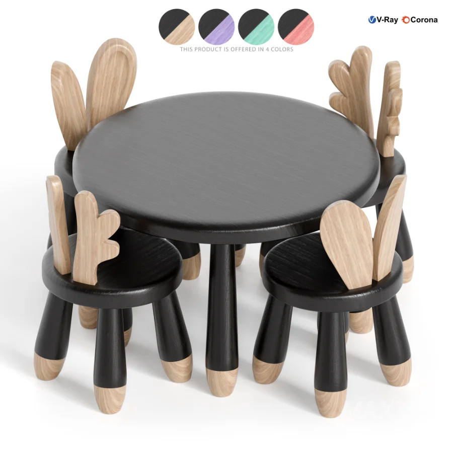 WOODEN ANIMAL CHAIR & TABLE - Image 1
