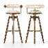 DYLAN Bar Chair With Wood And Golden Steel Body - Thumbnail 3