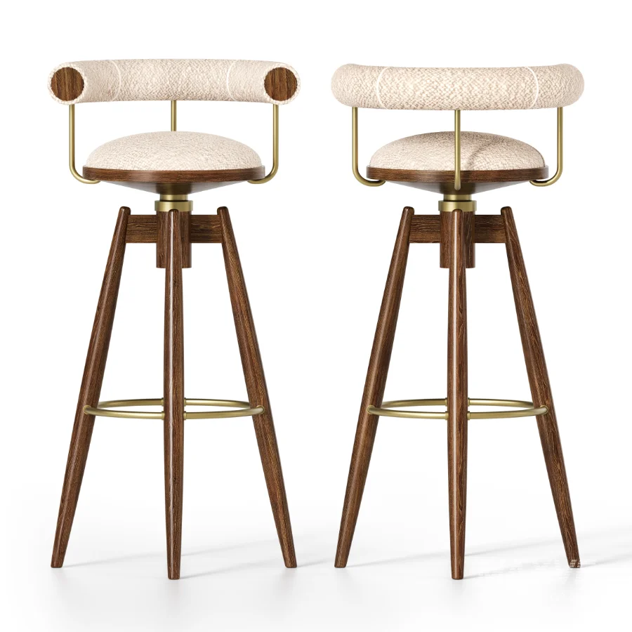 DYLAN Bar Chair With Wood And Golden Steel Body - Image 3