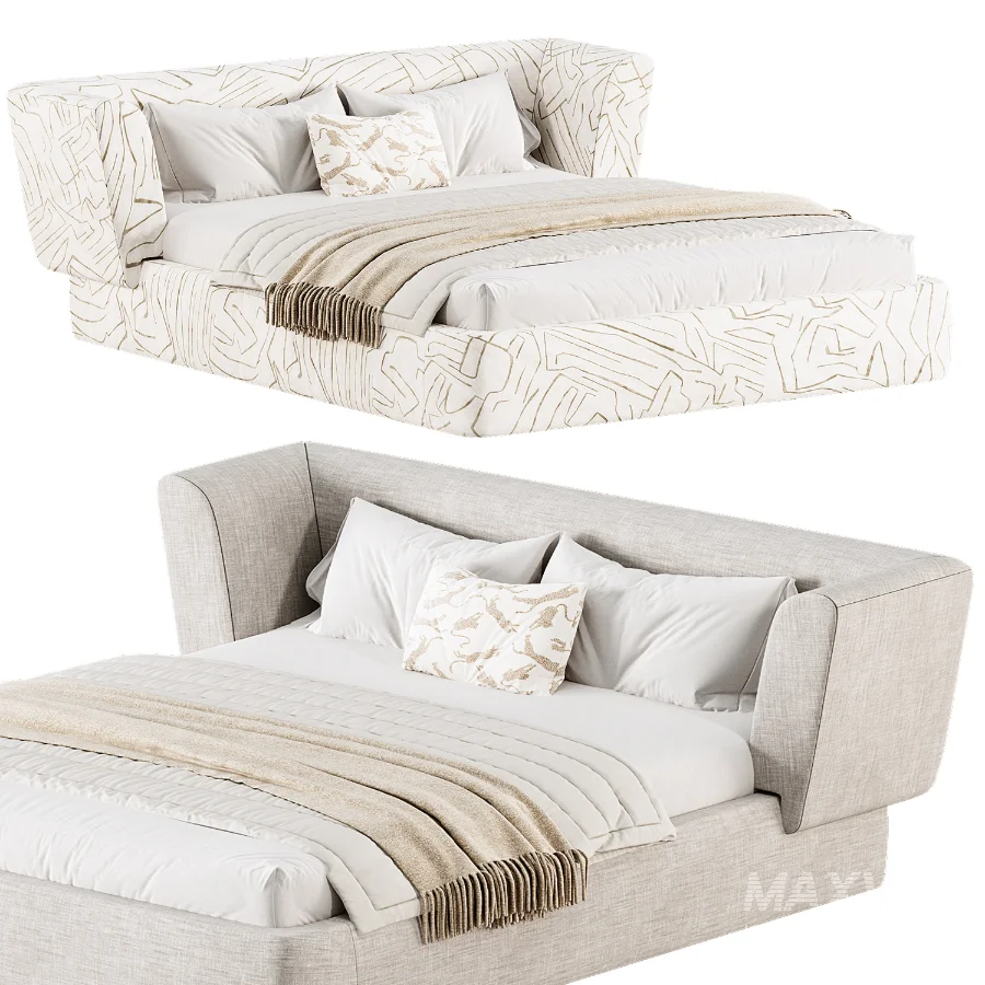 Antonella Stone Cream Fabric King Bed - Image 2