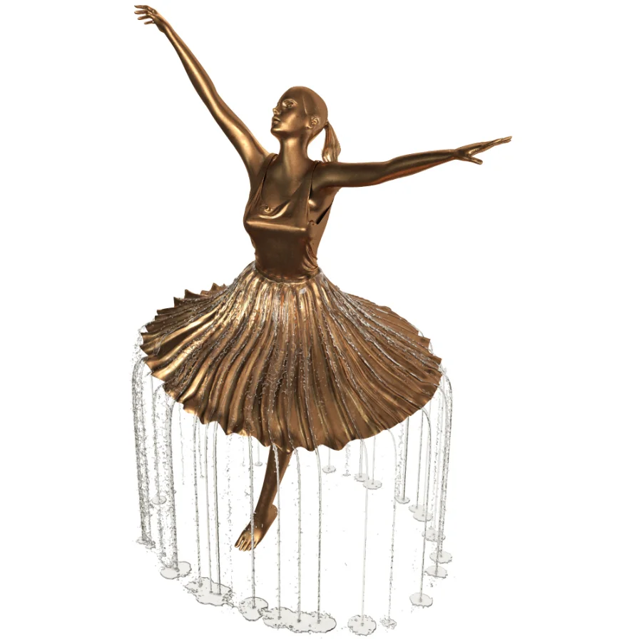 Golden Bronze Ballerina Water Fountain - Image 6