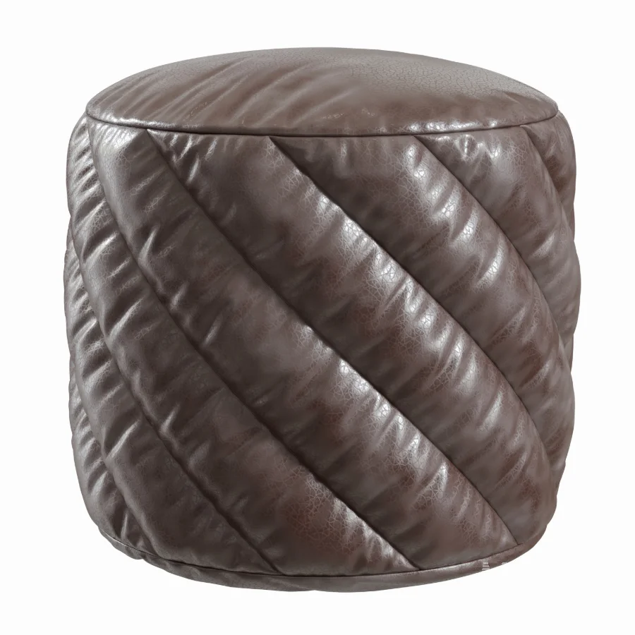 Leather Pouf - Image 1