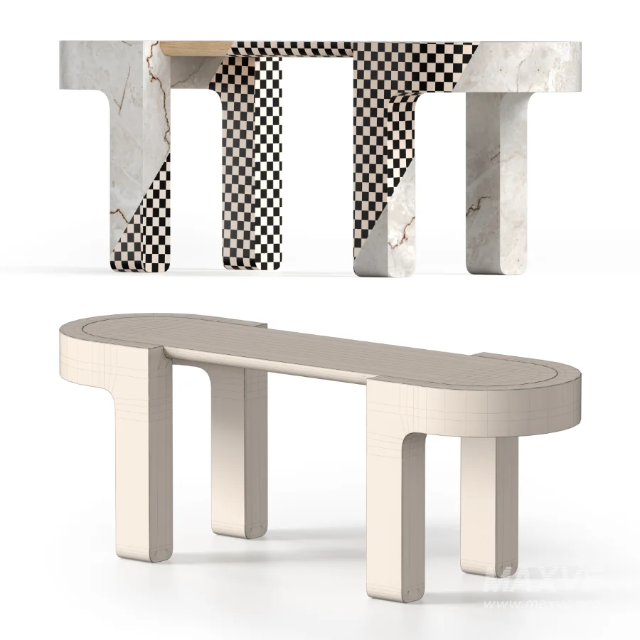 WOOD AND STONE TABLE - Image 5