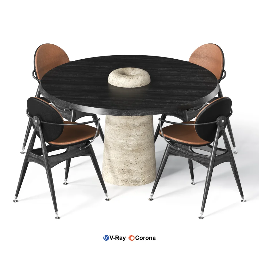 DINING TABLE WITH 4 CHAIRS - Image 1