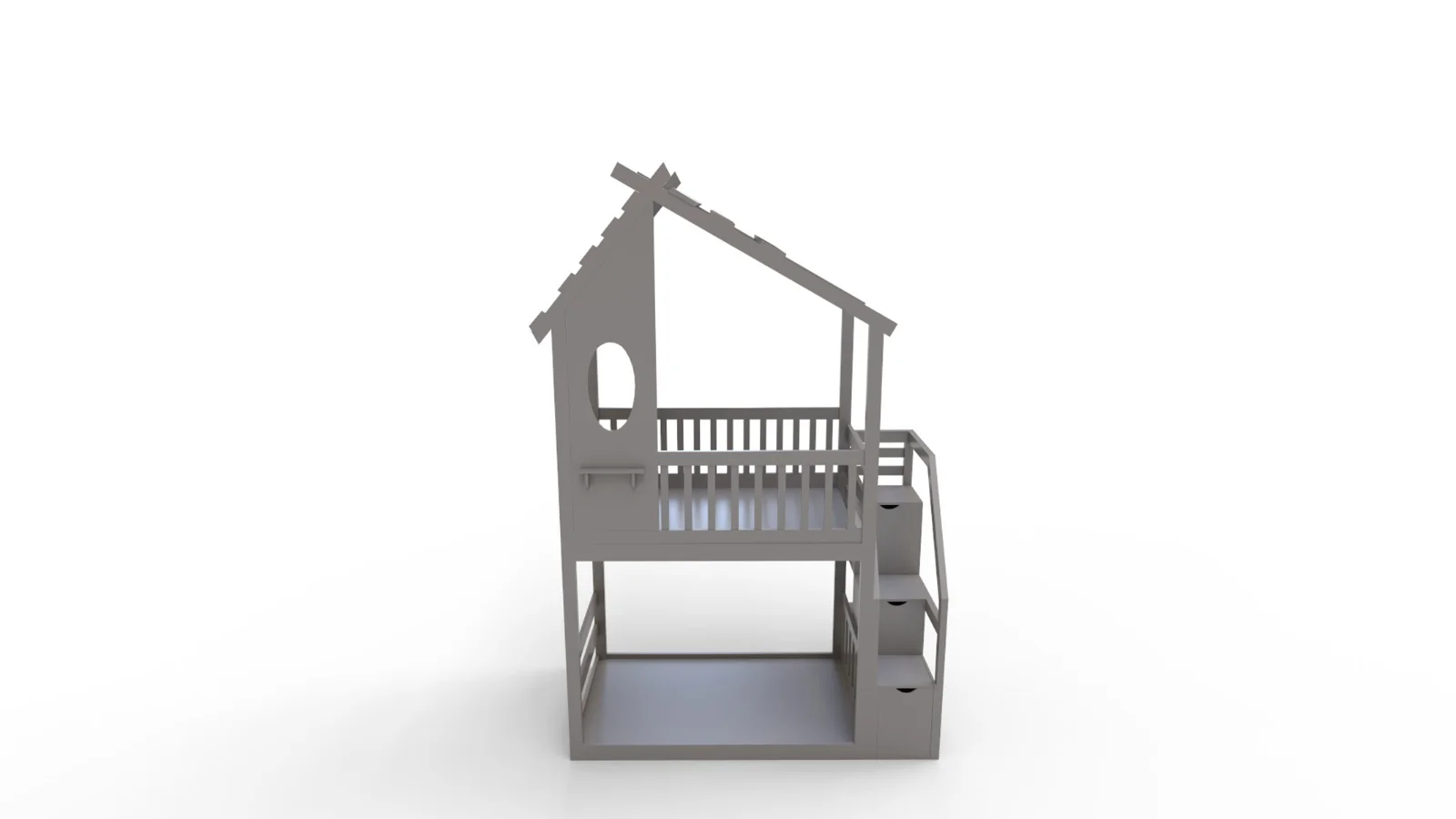 Twin Bunk Bed White, House Bed,Storage And Guard Rail - Image 8