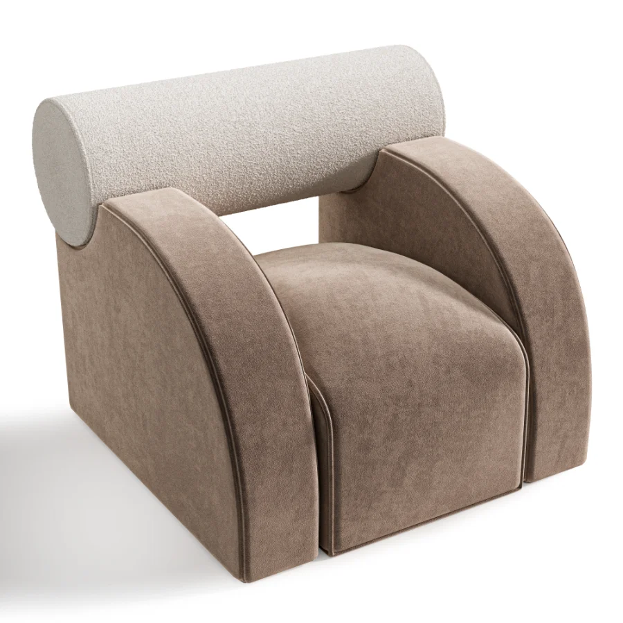 Modern Curved Upholstered Lounge Armchair - Image 4