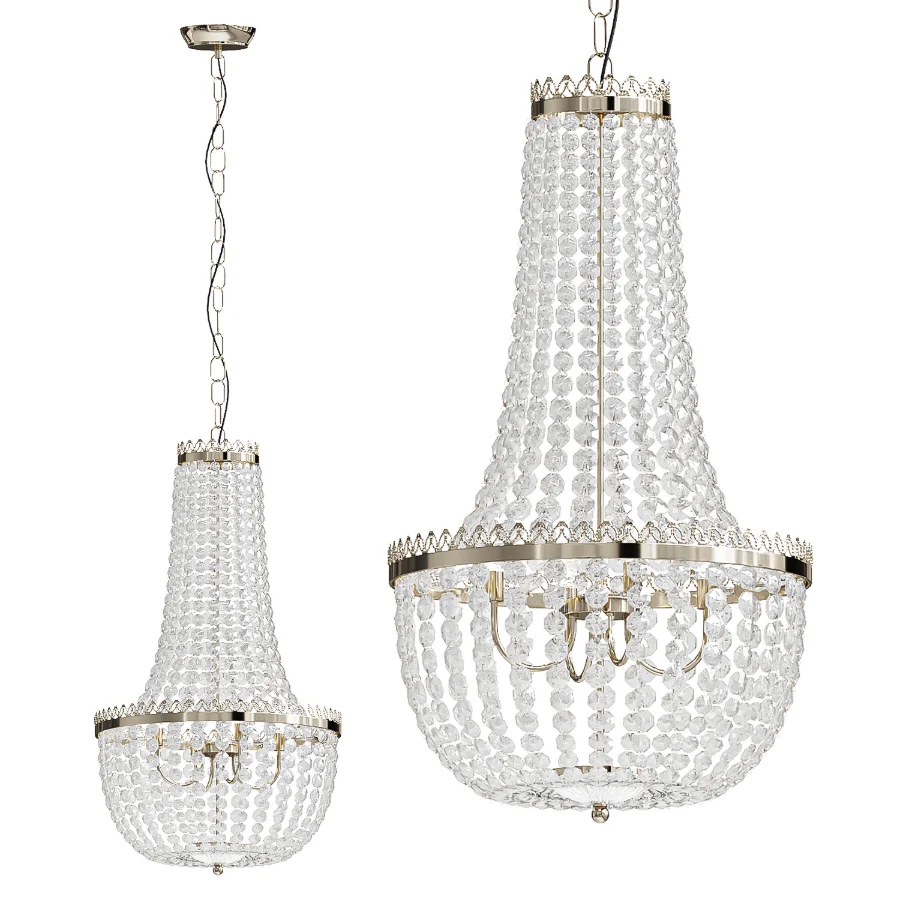 Pioni 3 light antique brass crystal glass chandelier - Image 1
