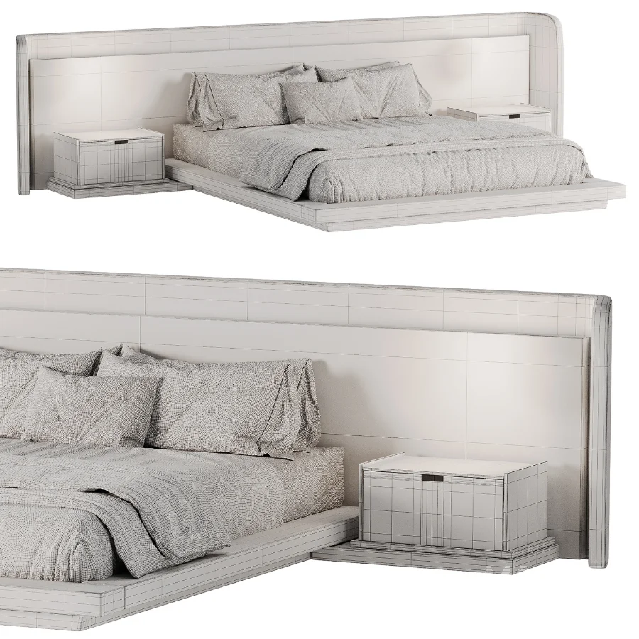 Japandi Modern Double Bed 02 - Image 4