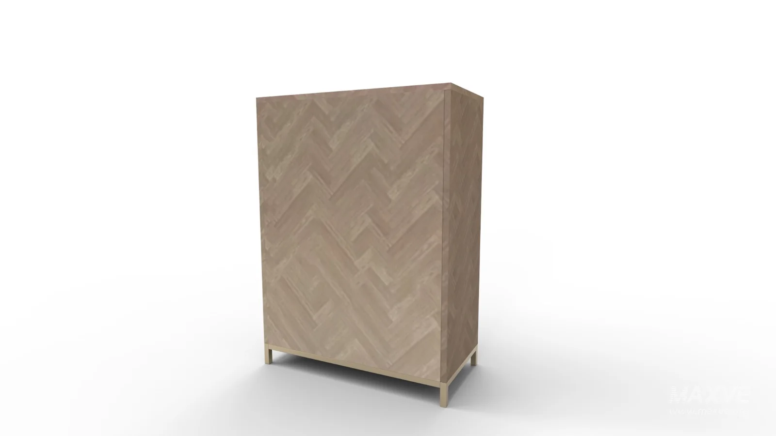 Herringbone Wood Accent Storage Cabinet With 2 Doors - Image 5