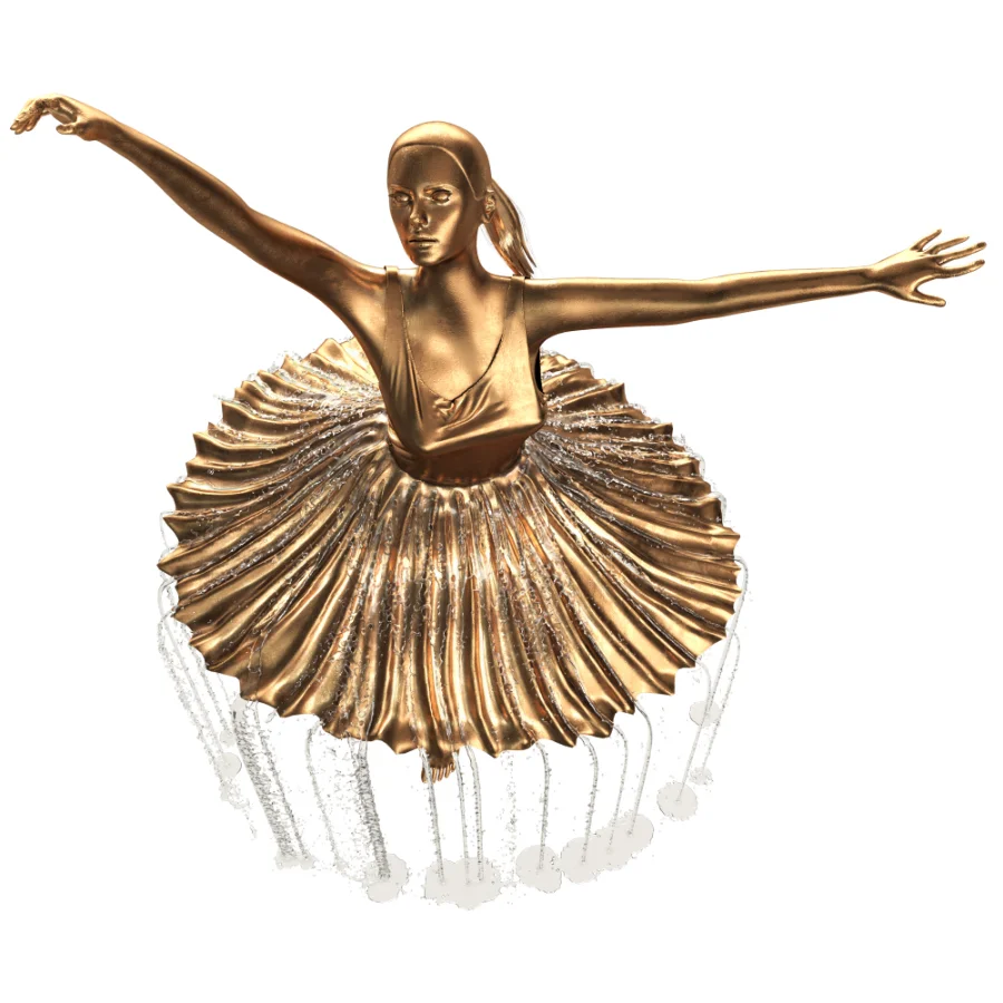 Golden Bronze Ballerina Water Fountain - Image 7